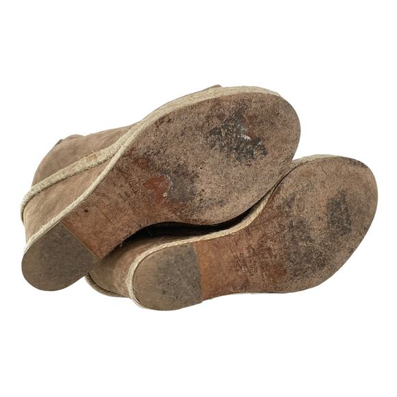 VINCE Evangeline Wedges Open Toe Booties SZ 7.5 Tan Suede Espadrille Sandals - Picture 6 of 8